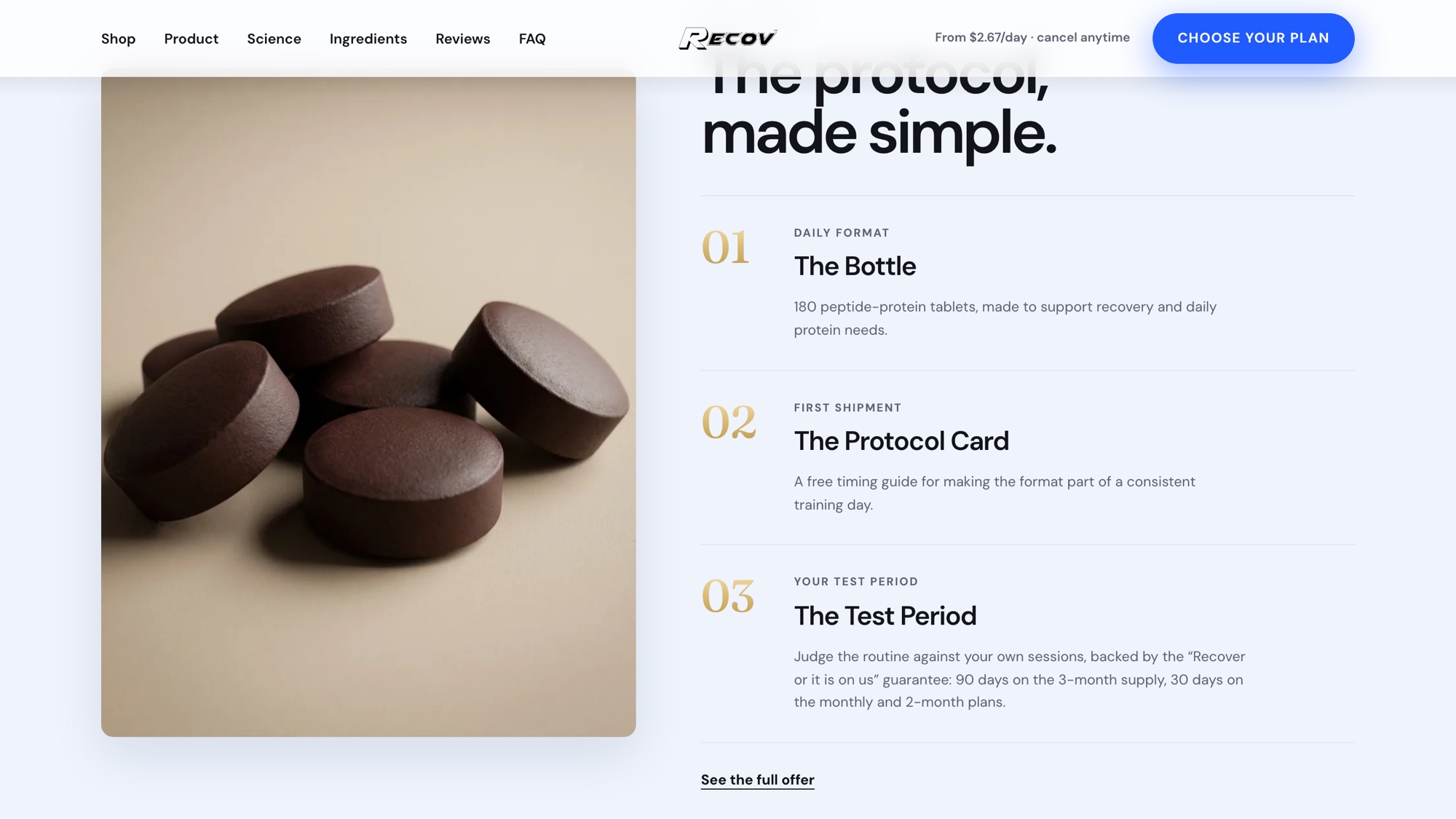 The protocol in three steps: the bottle, the protocol card and the test period